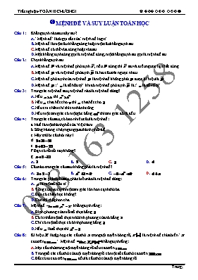 Bài tập Mệnh đề và suy luận Toán học